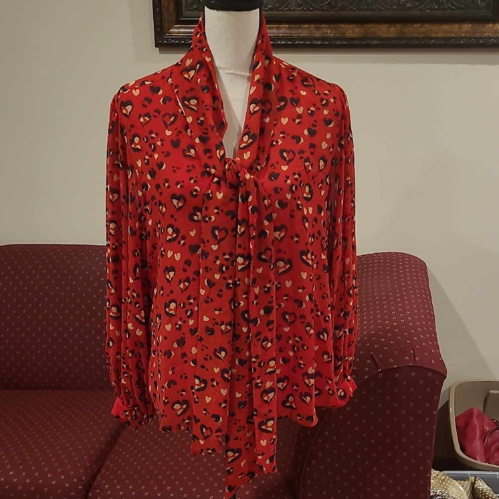Chico's Red Animal Print Blouse